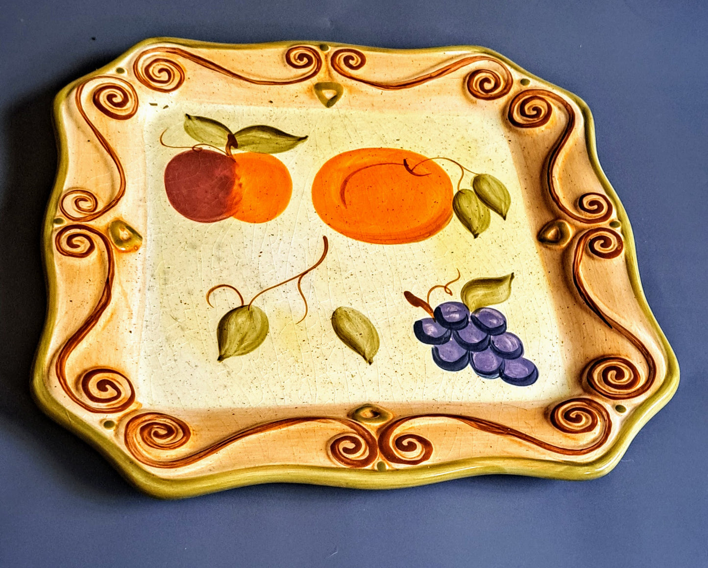 4 Large Square Handpainted Plates