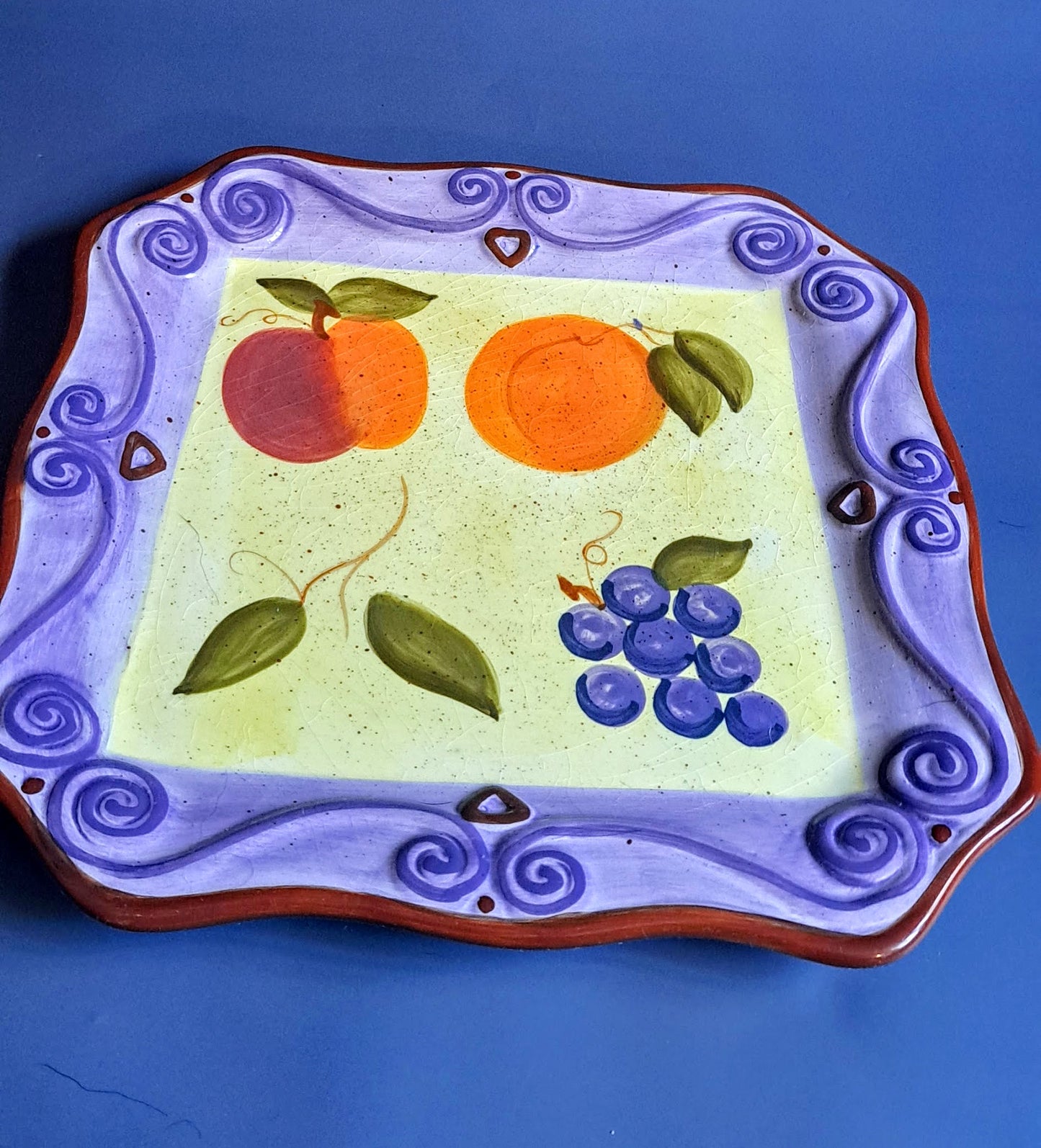 4 Large Square Handpainted Plates