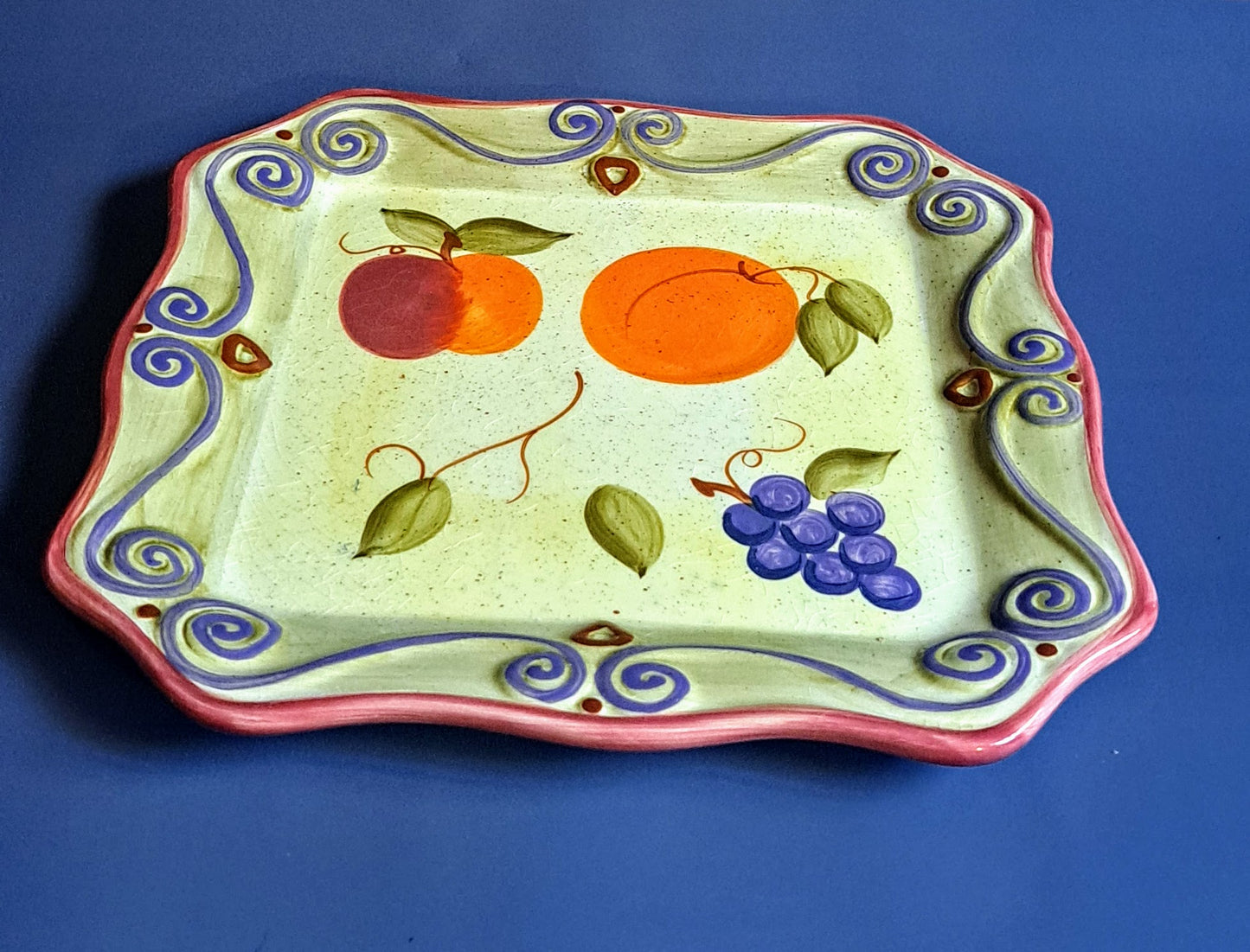 4 Large Square Handpainted Plates