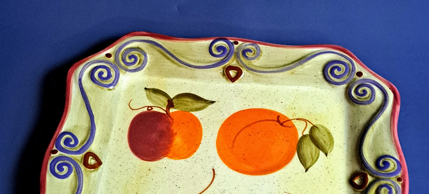 4 Large Square Handpainted Plates