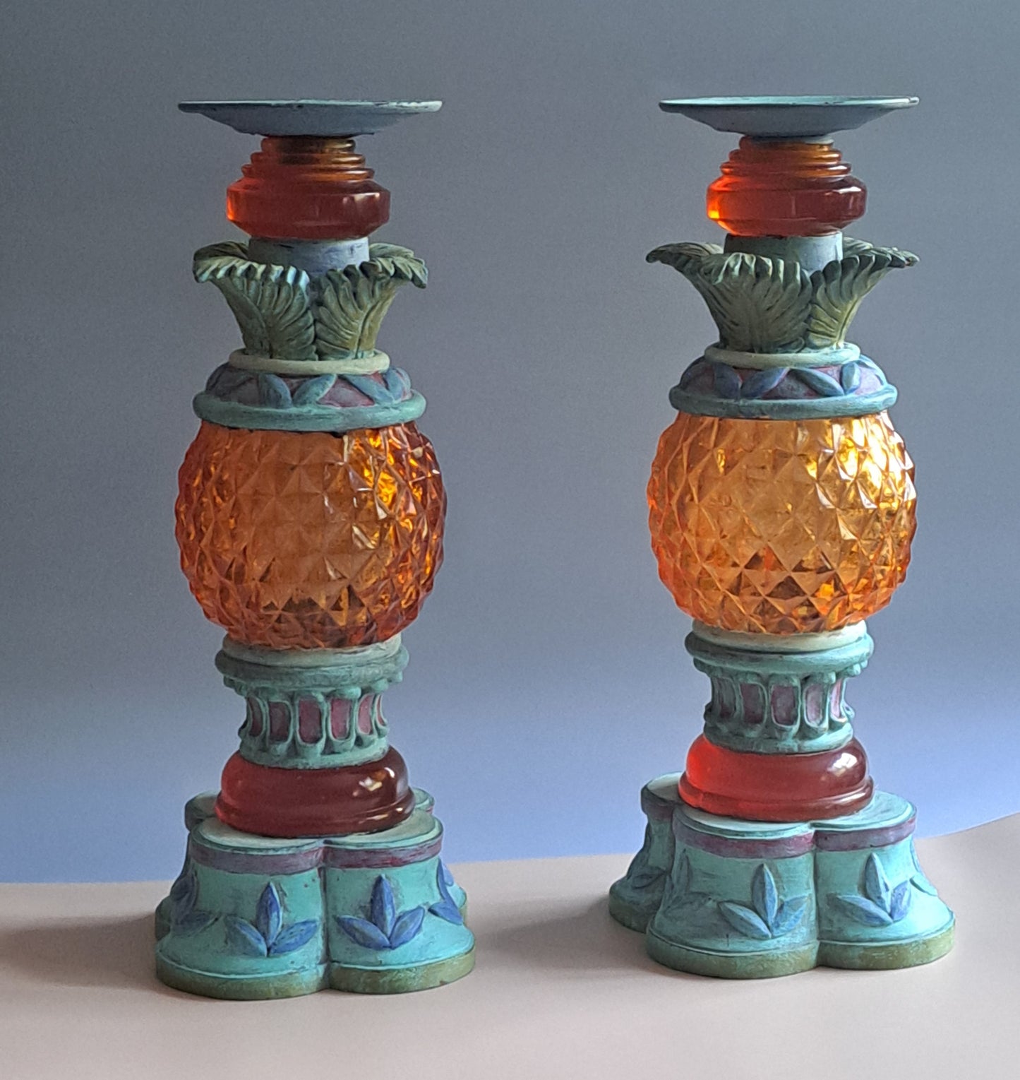 Handpainted Pineapple Candlesticks