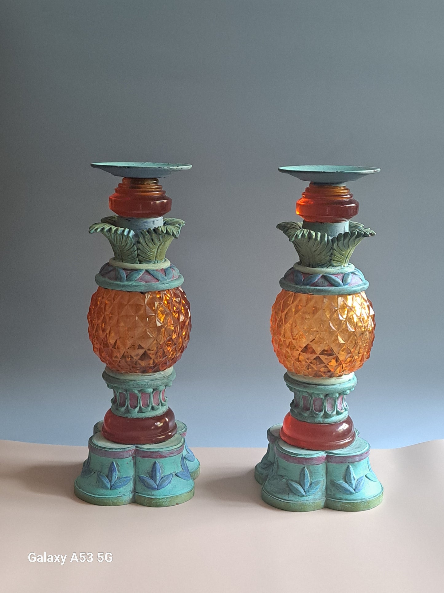 Handpainted Pineapple Candlesticks