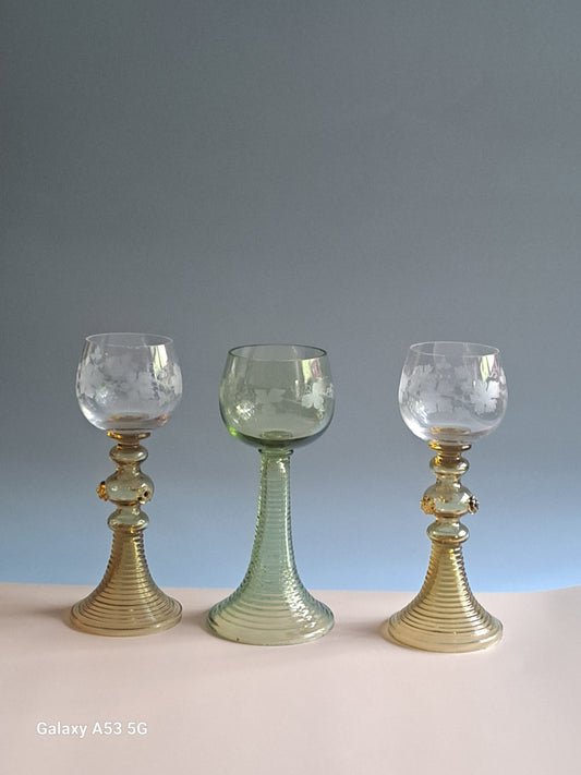 Three Pretty Wine Glasses