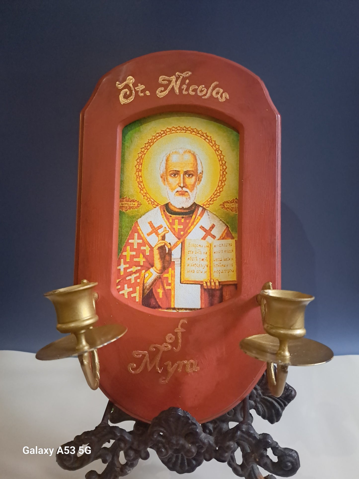 St. Nicholas of Myra Red Icon Sconce