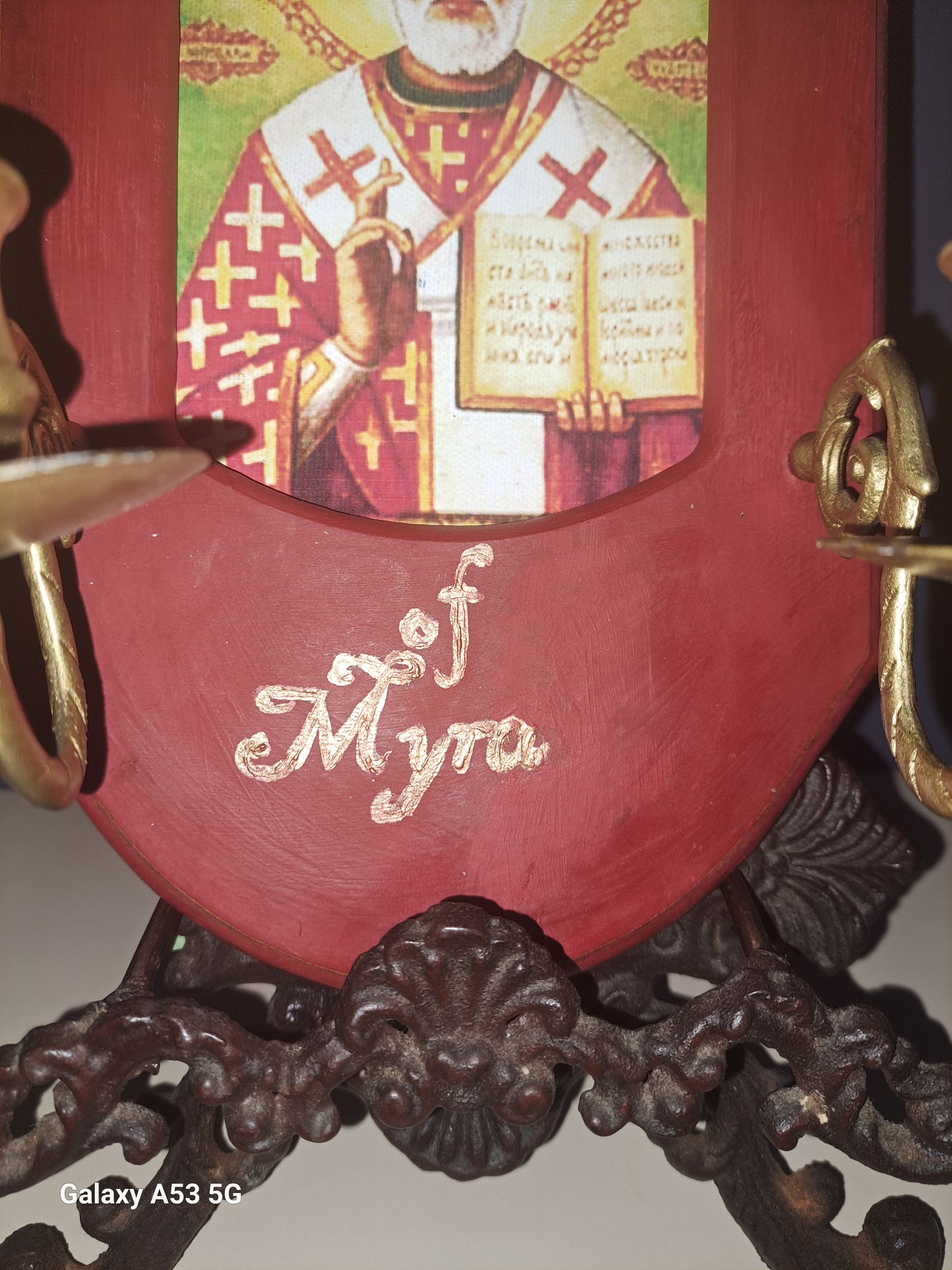 St. Nicholas of Myra Red Icon Sconce