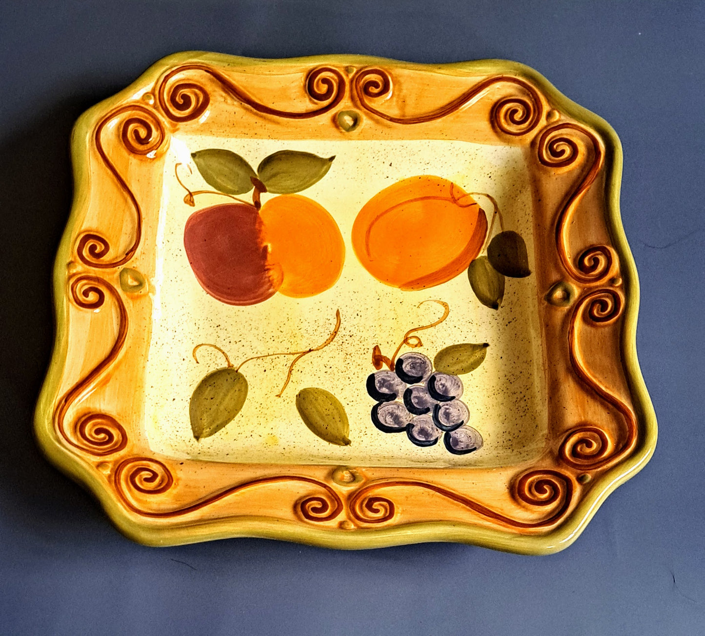 4 Large Square Hand-painted Soup Bowls