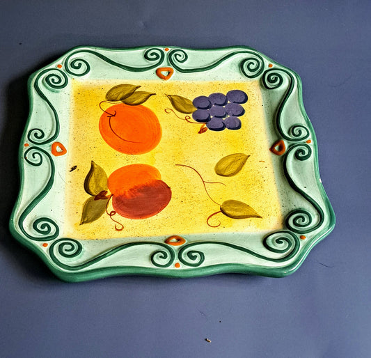 4 Large Square Handpainted Plates