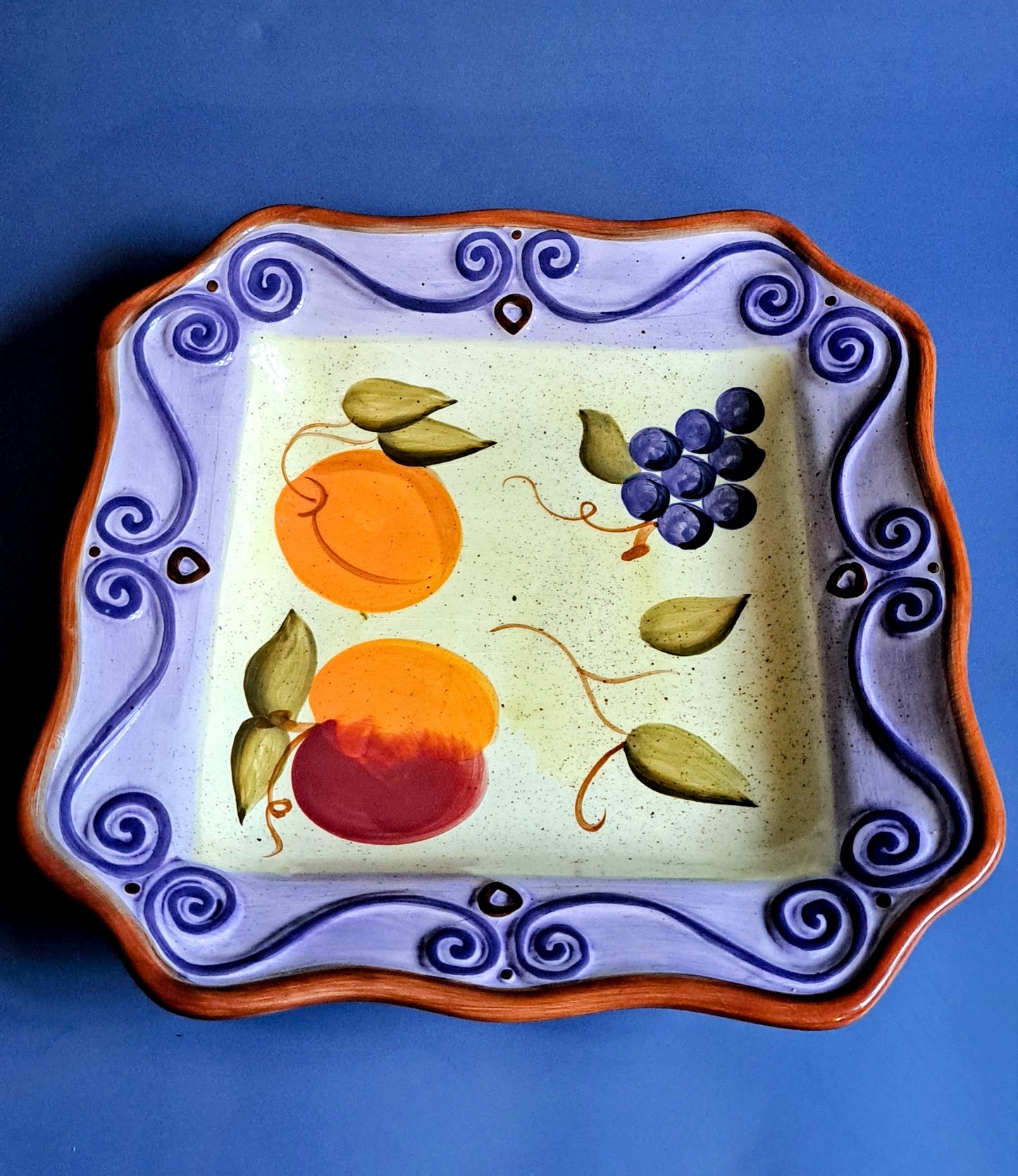 4 Large Square Hand-painted Soup Bowls