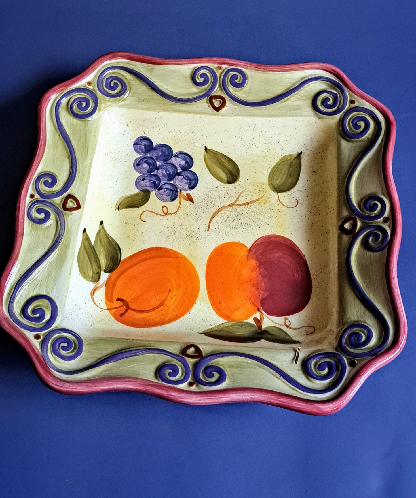 4 Large Square Hand-painted Soup Bowls